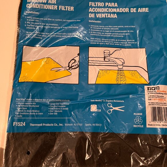 Window Air Conditioner Filter (new) /  15" High 24" wide 3/16" thick  Frost King - Picture 4 of 12